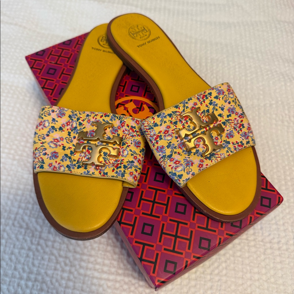 Tory Burch Printed Everly Slides Liberty Ditsy Size 7